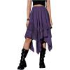 imageVerdusa Womens Renaissance Flowy Fairy Skirt Y2k Contrast Lace Layered Asymmetrical Midi SkirtsLight Purple