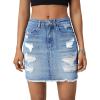 imageVerdusa Womens Ripped Raw Hem Pencil Bodycon Denim SkirtMedium Wash