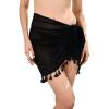 imageVerdusa Womens Tassel Hem Asymmetrical Swimwear Wrap Cover Up SkirtSolid Black