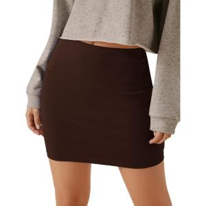 imageVerdusa Womens Basic High Waisted Pencil Bodycon Short SkirtChocalate Brown