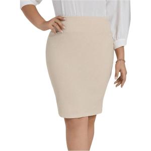 imageVerdusa Womens Plus Size Knee Length High Waist Bodycon Business Pencil SkirtKhaki