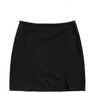 imageVerdusa Womens Split Hem Zipper Side Bodycon Mini SkirtBlack
