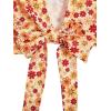 imageVerdusa Womens 70s Floral Print Tie Front Blouse Bell Long Sleeve V Neck Crop TopOrange