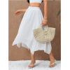 imageVerdusa Womens Asymmetrical Hem Elastic Waist Chiffon Flowy Long SkirtWhite