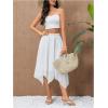 imageVerdusa Womens Asymmetrical Hem Elastic Waist Chiffon Flowy Long SkirtWhite