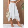 imageVerdusa Womens Asymmetrical Hem Elastic Waist Chiffon Flowy Long SkirtWhite