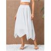 imageVerdusa Womens Asymmetrical Hem Elastic Waist Chiffon Flowy Long SkirtWhite