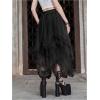 imageVerdusa Womens Asymmetrical Tulle Skirts Elastic High Waist Ruffle Tiered Mesh Long SkirtBlack