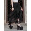 imageVerdusa Womens Asymmetrical Tulle Skirts Elastic High Waist Ruffle Tiered Mesh Long SkirtBlack