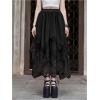imageVerdusa Womens Asymmetrical Tulle Skirts Elastic High Waist Ruffle Tiered Mesh Long SkirtBlack