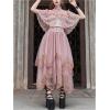 imageVerdusa Womens Asymmetrical Tulle Skirts Elastic High Waist Ruffle Tiered Mesh Long SkirtDusty Pink