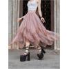 imageVerdusa Womens Asymmetrical Tulle Skirts Elastic High Waist Ruffle Tiered Mesh Long SkirtDusty Pink