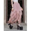 imageVerdusa Womens Asymmetrical Tulle Skirts Elastic High Waist Ruffle Tiered Mesh Long SkirtDusty Pink