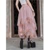 imageVerdusa Womens Asymmetrical Tulle Skirts Elastic High Waist Ruffle Tiered Mesh Long SkirtDusty Pink