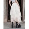imageVerdusa Womens Asymmetrical Tulle Skirts Elastic High Waist Ruffle Tiered Mesh Long SkirtWhite
