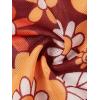 imageVerdusa Womens Bell Sleeve Lettuce Trim Mock Neck Floral Mesh Top Crop T ShirtBrown Yellow
