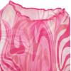 imageVerdusa Womens Bell Sleeve Lettuce Trim Mock Neck Floral Mesh Top Crop T ShirtMarble Pink