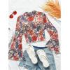 imageVerdusa Womens Bell Sleeve Lettuce Trim Mock Neck Floral Mesh Top Crop T ShirtMulticolor Pink