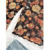 imageVerdusa Womens Bell Sleeve Lettuce Trim Mock Neck Floral Mesh Top Crop T ShirtOrange Black