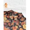 imageVerdusa Womens Bell Sleeve Lettuce Trim Mock Neck Floral Mesh Top Crop T ShirtOrange Black