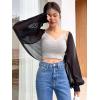 imageVerdusa Womens Bolero Shrug Open Front Mesh Long Sleeve Lightweight Cardigan Dress Cover Up ShrugBlack