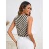 imageVerdusa Womens Bow Tie Knot Front V Neck Wave Print Sleeveless Crop Top Boho VestBlack and White