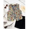 imageVerdusa Womens Bow Tie Knot Front V Neck Wave Print Sleeveless Crop Top Boho VestFloral Multi