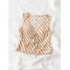 imageVerdusa Womens Bow Tie Knot Front V Neck Wave Print Sleeveless Crop Top Boho VestYellow