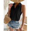 imageVerdusa Womens Casual Sleeveless Collar Button Down Summer Shirt Blouse TopBlack