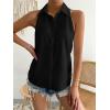 imageVerdusa Womens Casual Sleeveless Collar Button Down Summer Shirt Blouse TopBlack