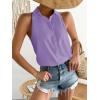 imageVerdusa Womens Casual Sleeveless Collar Button Down Summer Shirt Blouse TopPurple