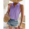 imageVerdusa Womens Casual Sleeveless Collar Button Down Summer Shirt Blouse TopPurple