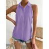 imageVerdusa Womens Casual Sleeveless Collar Button Down Summer Shirt Blouse TopPurple