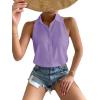 imageVerdusa Womens Casual Sleeveless Collar Button Down Summer Shirt Blouse TopPurple