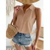 imageVerdusa Womens Casual Sleeveless Collar Button Down Summer Shirt Blouse TopSolid Apricot