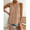 imageVerdusa Womens Casual Sleeveless Collar Button Down Summer Shirt Blouse TopSolid Apricot