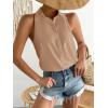 imageVerdusa Womens Casual Sleeveless Collar Button Down Summer Shirt Blouse TopSolid Apricot