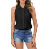 imageVerdusa Womens Casual Sleeveless Collar Button Down Summer Shirt Blouse TopSolid Black