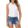 imageVerdusa Womens Casual Sleeveless Collar Button Down Summer Shirt Blouse TopSolid White