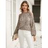 imageVerdusa Womens Cold Shoulder Bishop Sleeve Floral Print Blouse Shirt TopKhaki