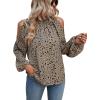 imageVerdusa Womens Cold Shoulder Bishop Sleeve Floral Print Blouse Shirt TopKhaki