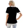 imageVerdusa Womens Colorblock Contrast Polo Collar Short Sleeve Blouse Shirt TopBlack and White