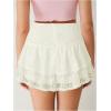 imageVerdusa Womens Coquette Ruffle Lace Mini Skirts Y2K Floral Ruched Layered SkirtApricot