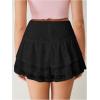 imageVerdusa Womens Coquette Ruffle Lace Mini Skirts Y2K Floral Ruched Layered SkirtBlack