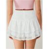 imageVerdusa Womens Coquette Ruffle Lace Mini Skirts Y2K Floral Ruched Layered SkirtWhite