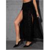 imageVerdusa Womens Double Split Floral Mesh High Waist Flowy Maxi Long Skirt with ShortBlack