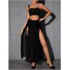 imageVerdusa Womens Double Split Floral Mesh High Waist Flowy Maxi Long Skirt with ShortBlack