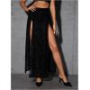 imageVerdusa Womens Double Split Floral Mesh High Waist Flowy Maxi Long Skirt with ShortBlack