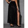 imageVerdusa Womens Double Split Floral Mesh High Waist Flowy Maxi Long Skirt with ShortBlack