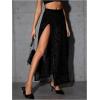 imageVerdusa Womens Double Split Floral Mesh High Waist Flowy Maxi Long Skirt with ShortBlack